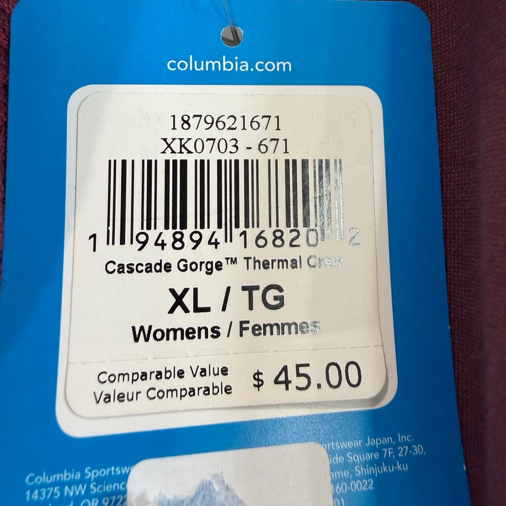 Columbia Women's Cascade Gorge Thermal Long Sleeve Top - Burgundy - Picture 6 of 7